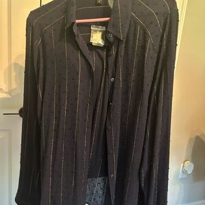 Express Dark Blue Shirt with Gold Accents